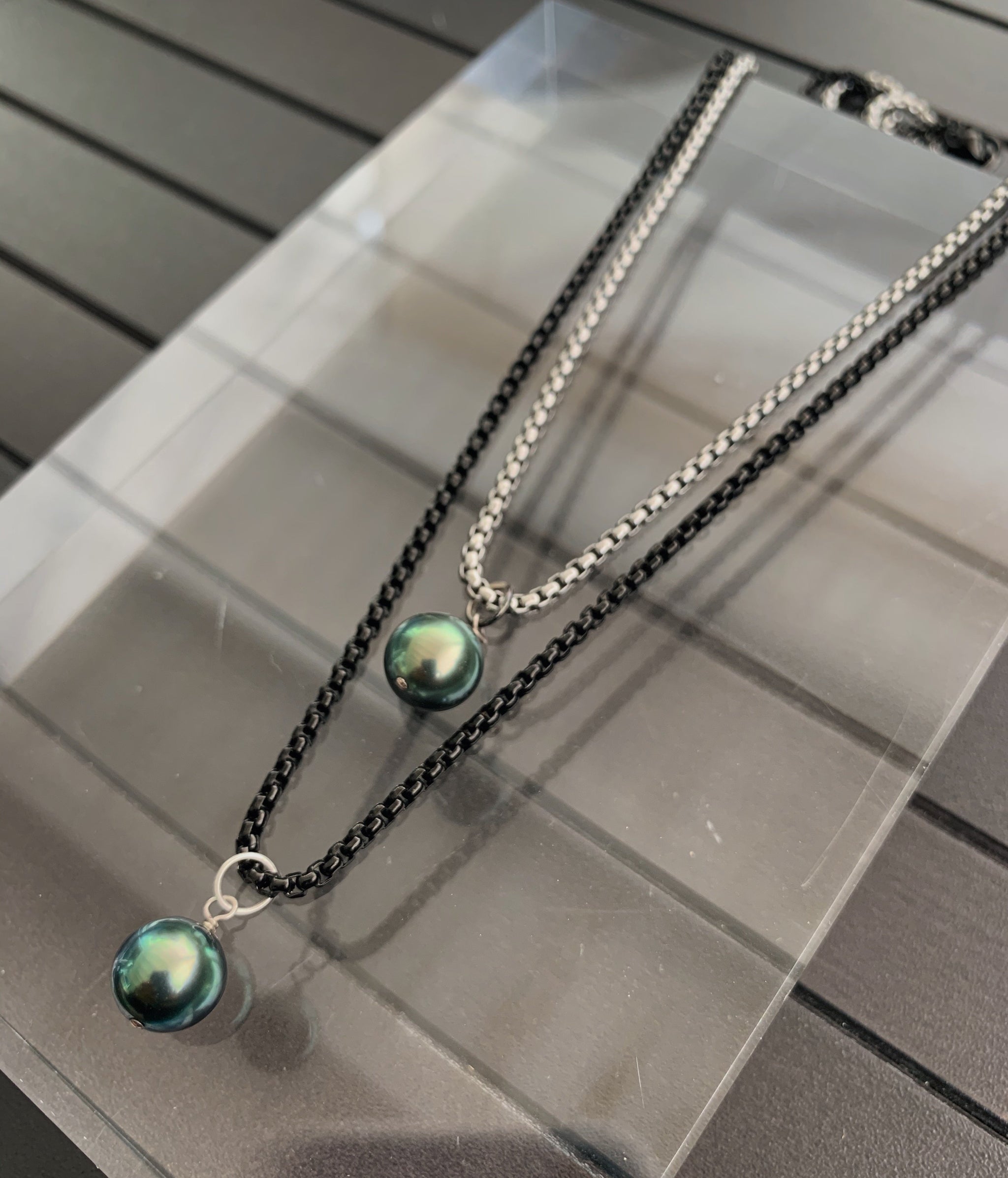 STAINLESS STEEL TAHITIAN PEARL NECKLACE – AlyseJewelry